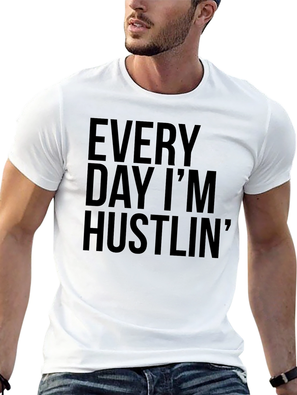 Every Day Im Hustlin Black Graphic Tee