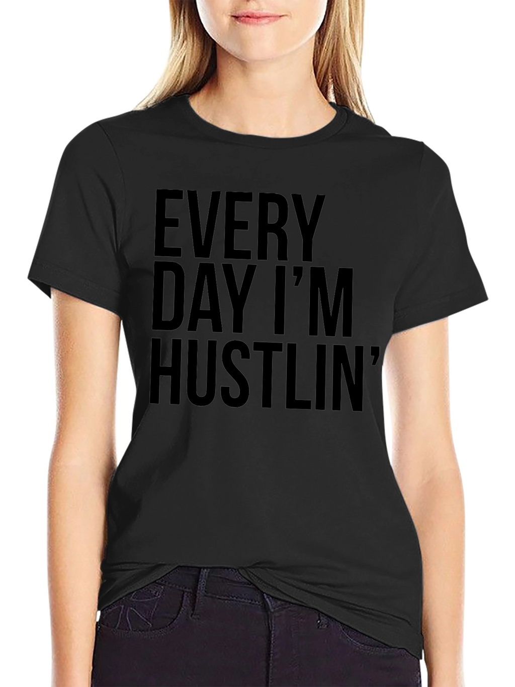 Every Day Im Hustlin Black Graphic Tee