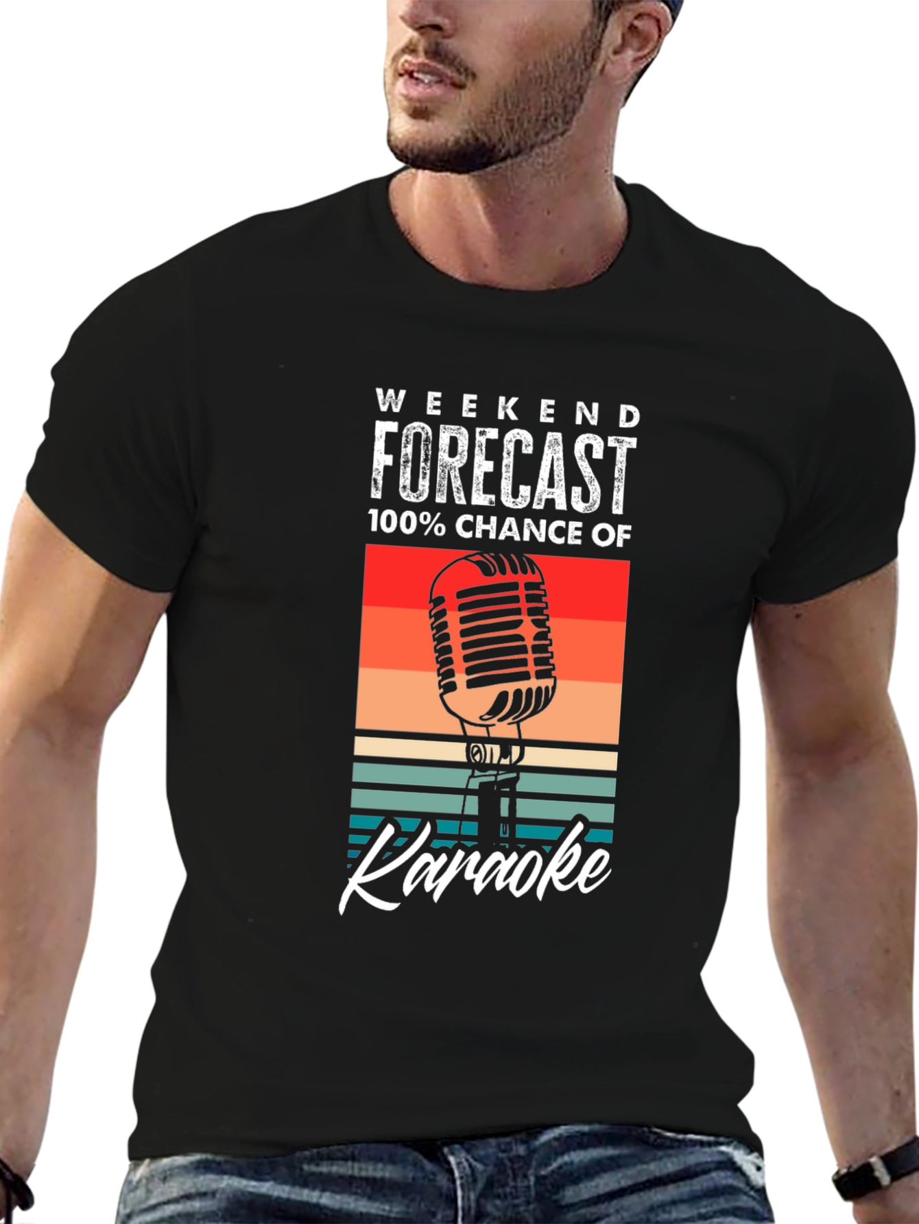 Weekend Forecast Karaoke T-Shirt - Retro Style