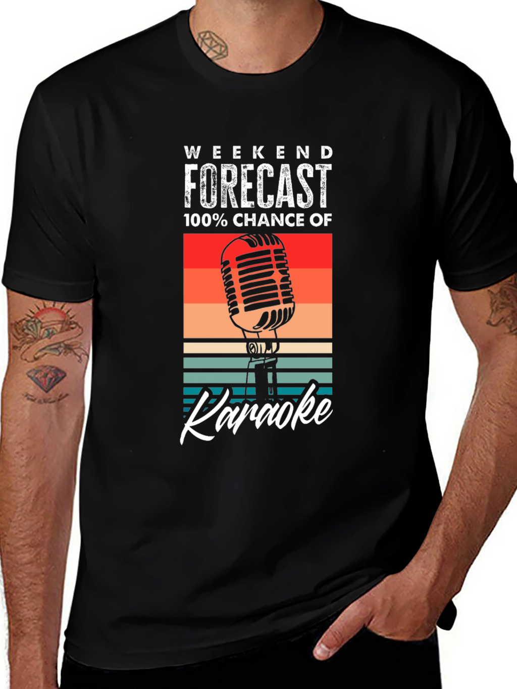 Weekend Forecast Karaoke T-Shirt - Retro Style