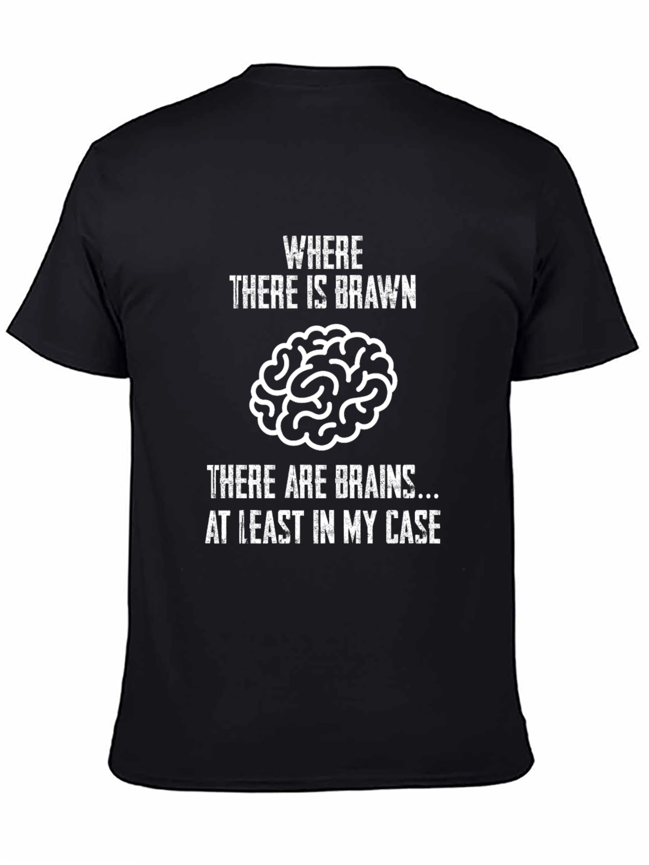 Humorous Brains & Brawn Black T-Shirt