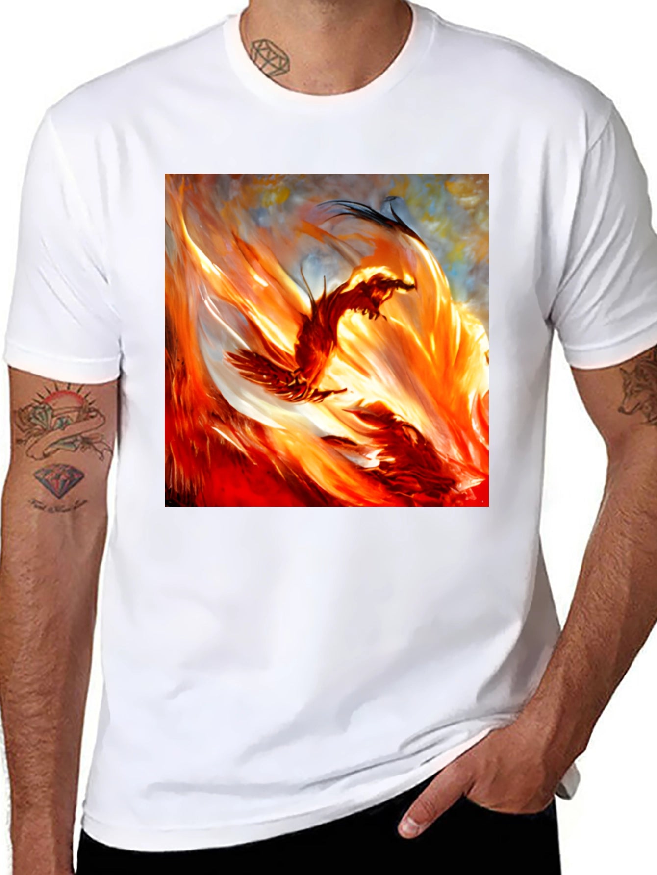 Fiery Phoenix Graphic T-Shirt - Bold and Unique Design