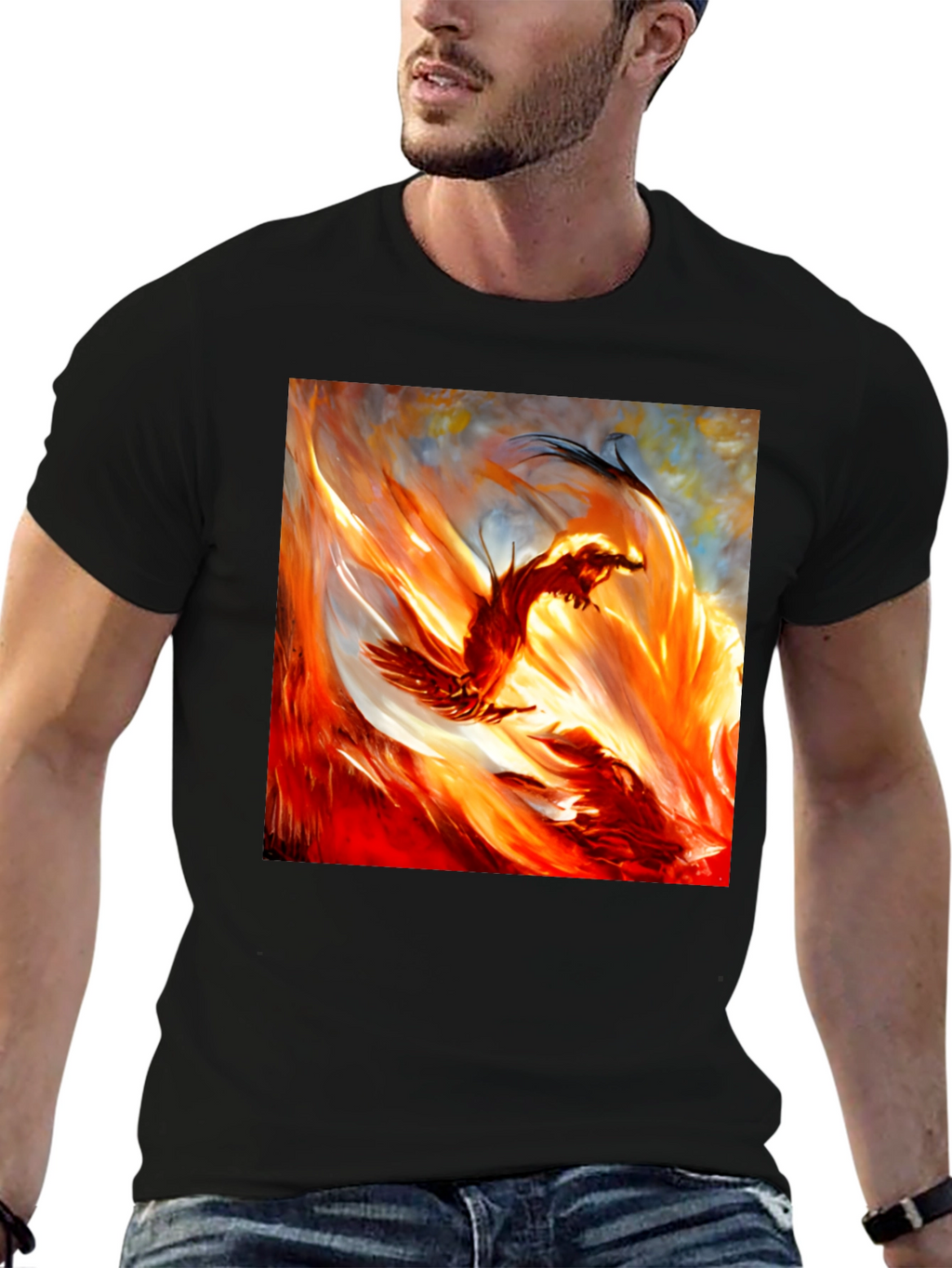 Fiery Phoenix Graphic T-Shirt - Bold and Unique Design