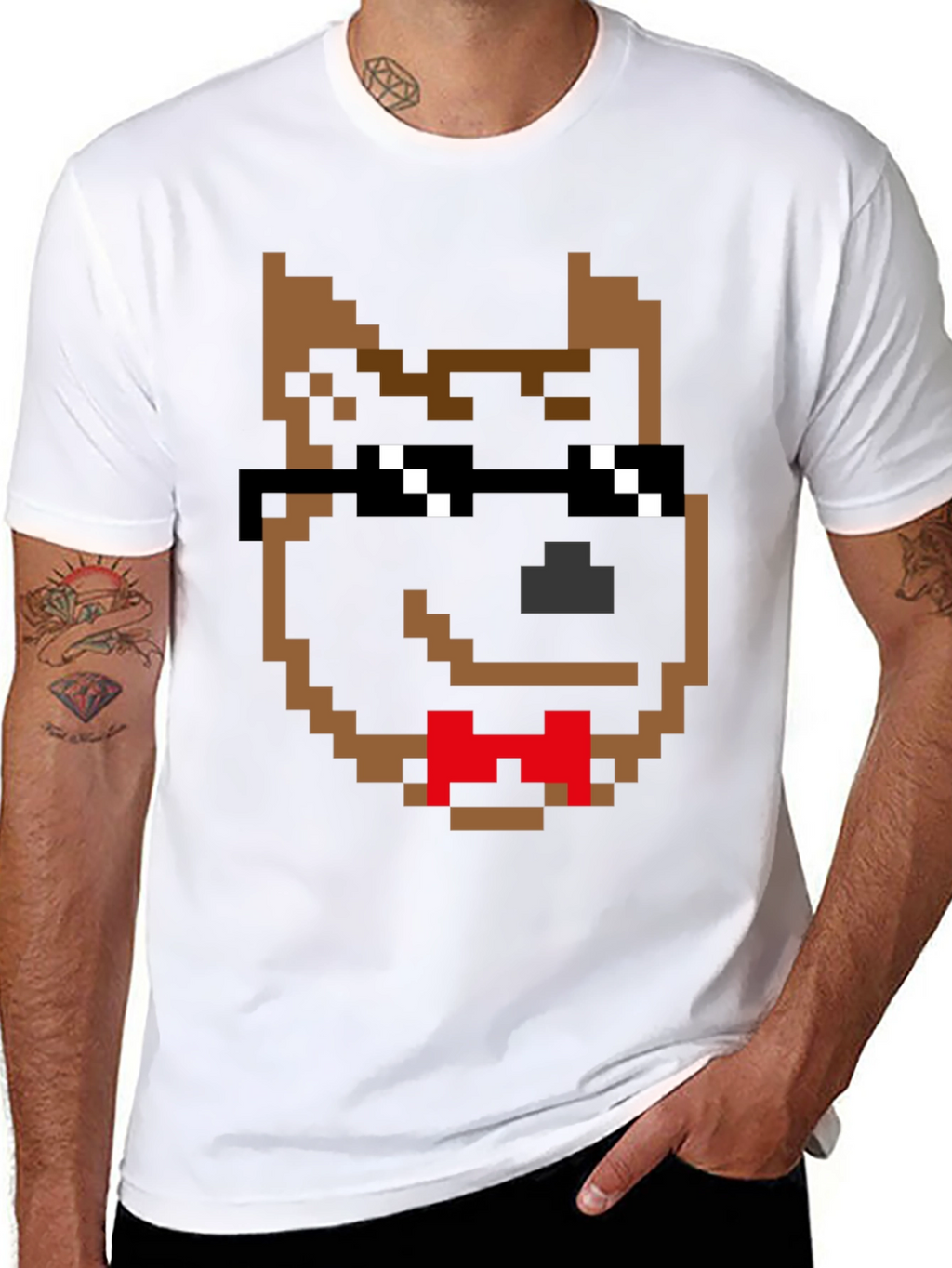 Pixel Dog Shades T-Shirt – Retro Gamer Dog Lover Tee