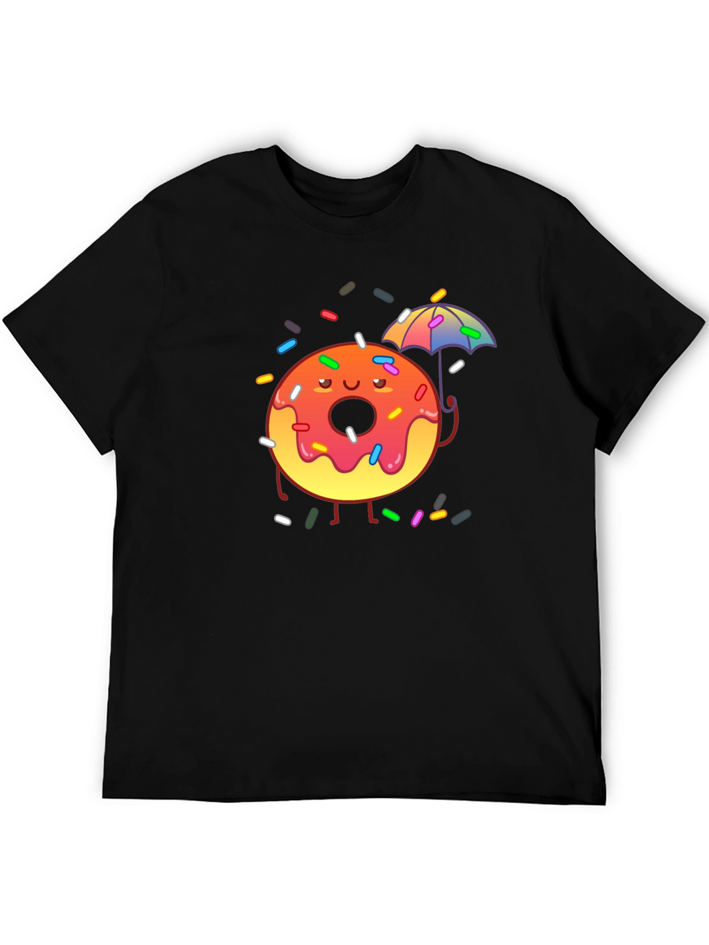 Donut Worry! Black Cotton Graphic Tee