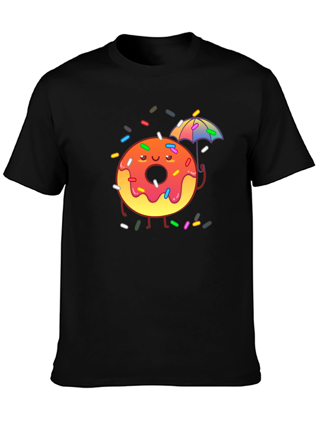 Donut Worry! Black Cotton Graphic Tee