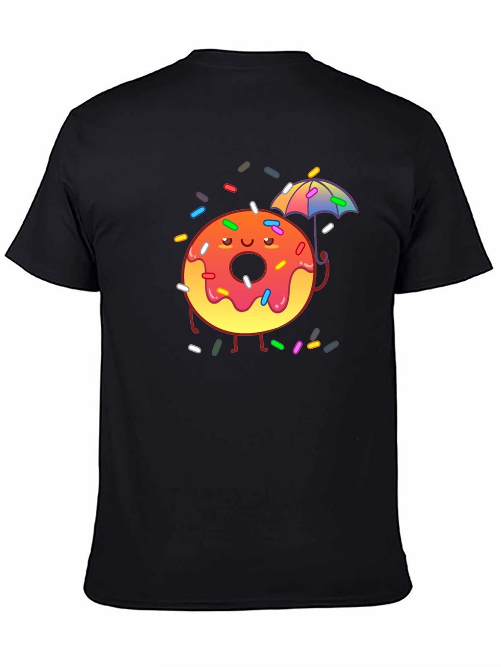 Donut Worry! Black Cotton Graphic Tee
