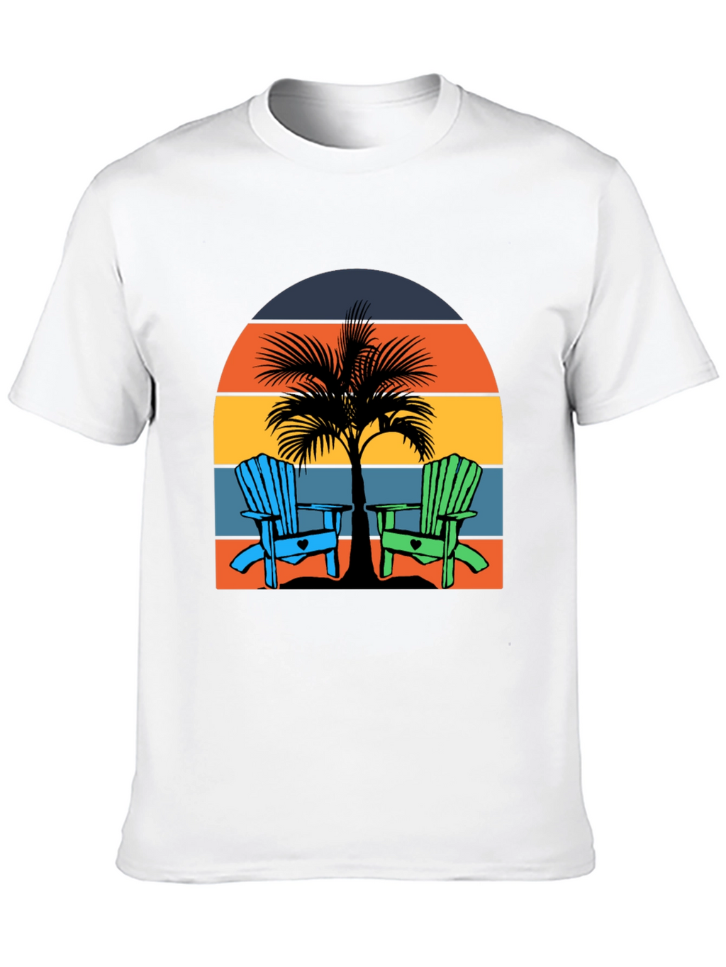 Beach Chair Palm Tree Graphic Tee - Coastal Vibes!