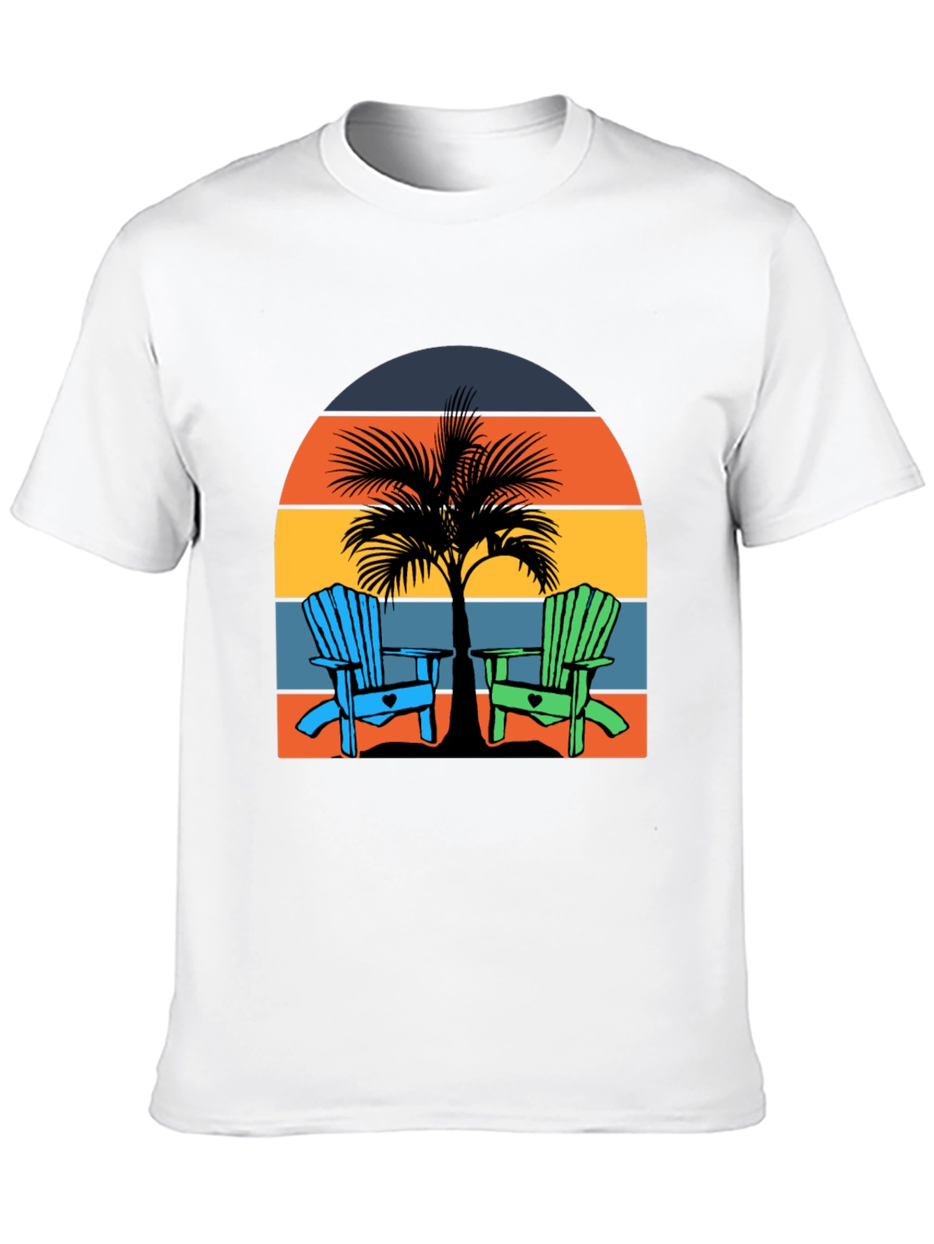 Beach Chair Palm Tree Graphic Tee - Coastal Vibes!