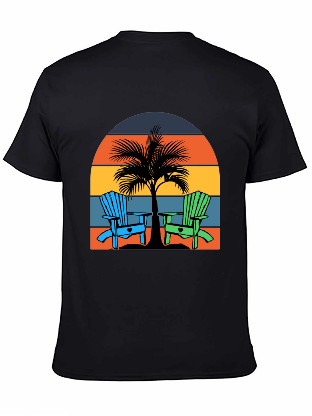Beach Chair Palm Tree Graphic Tee - Coastal Vibes!