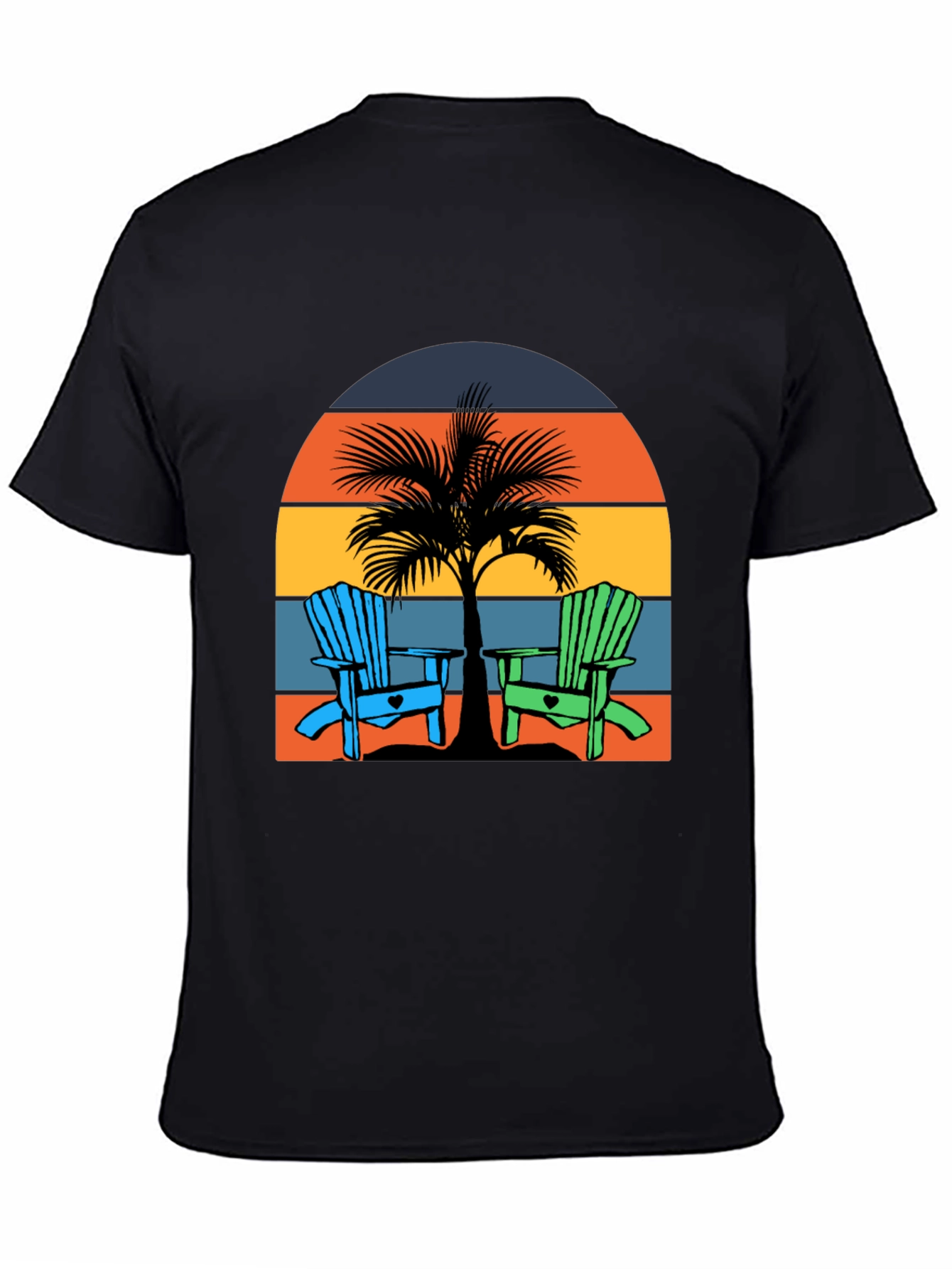 Beach Chair Palm Tree Graphic Tee - Coastal Vibes!