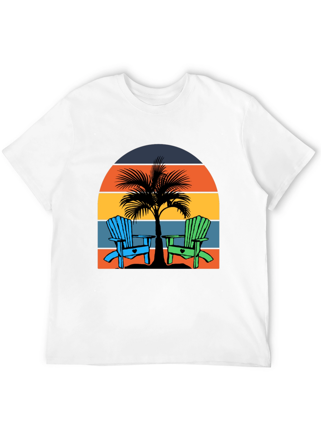 Beach Chair Palm Tree Graphic Tee - Coastal Vibes!