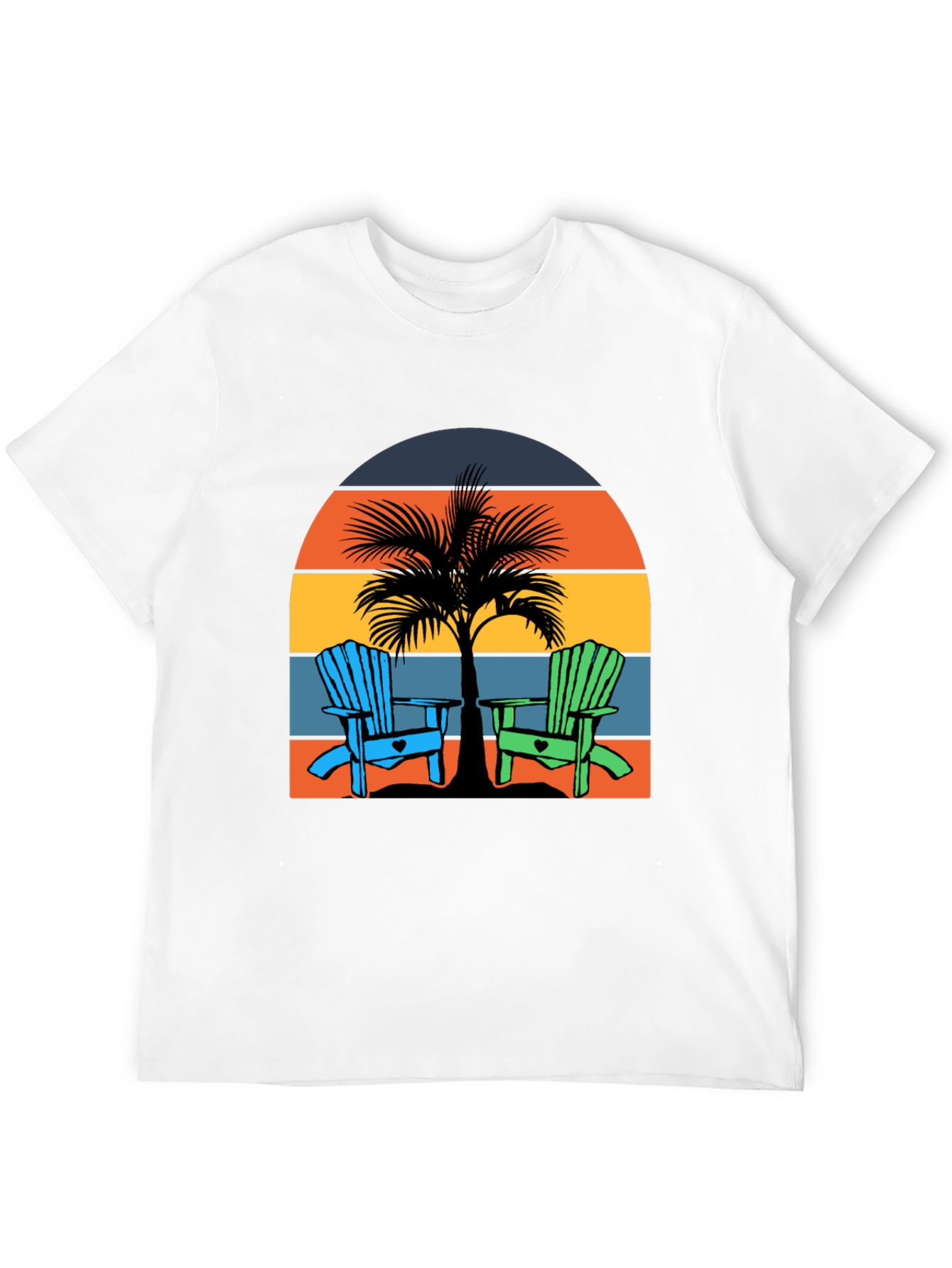 Beach Chair Palm Tree Graphic Tee - Coastal Vibes!