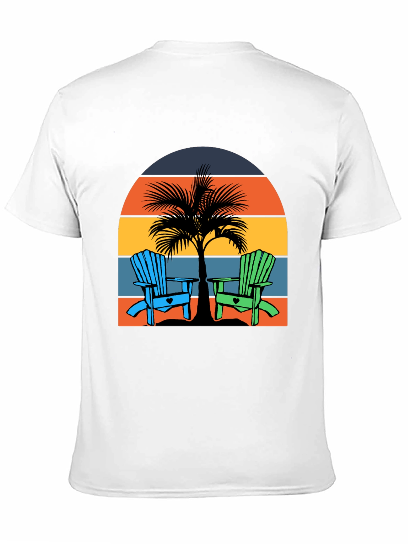 Beach Chair Palm Tree Graphic Tee - Coastal Vibes!