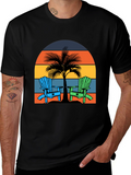 Beach Chair Palm Tree Graphic Tee - Coastal Vibes!