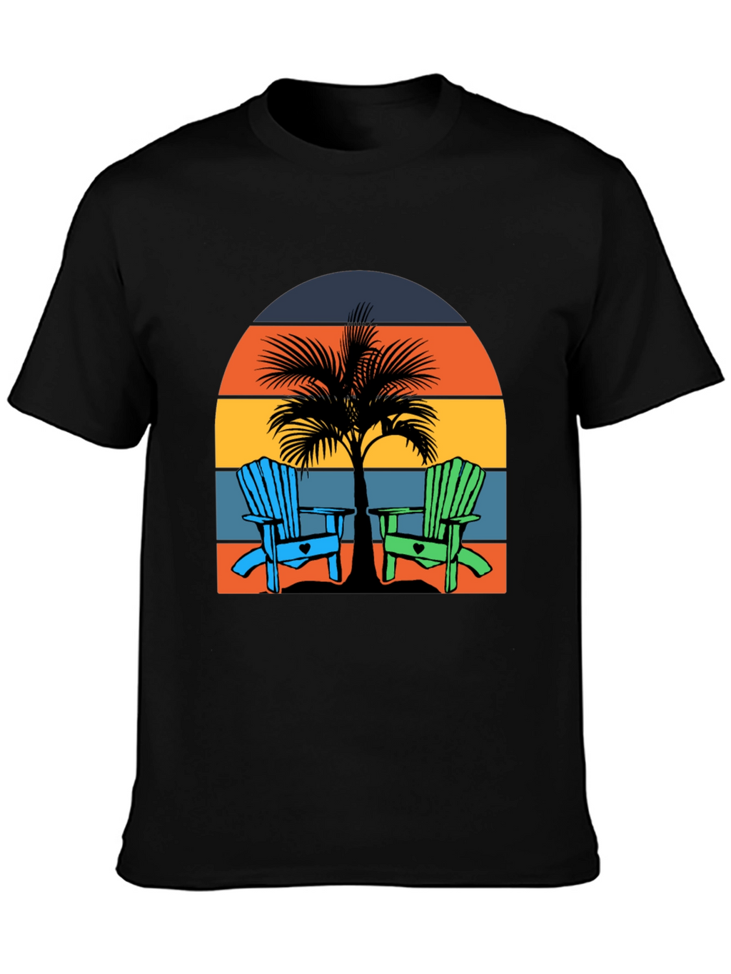 Beach Chair Palm Tree Graphic Tee - Coastal Vibes!