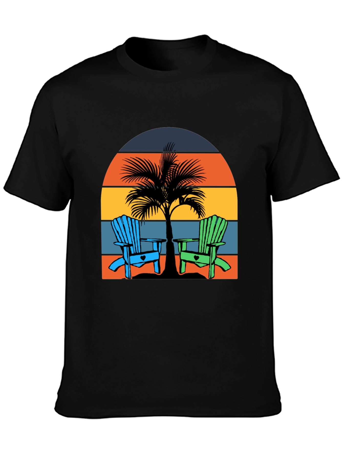 Beach Chair Palm Tree Graphic Tee - Coastal Vibes!