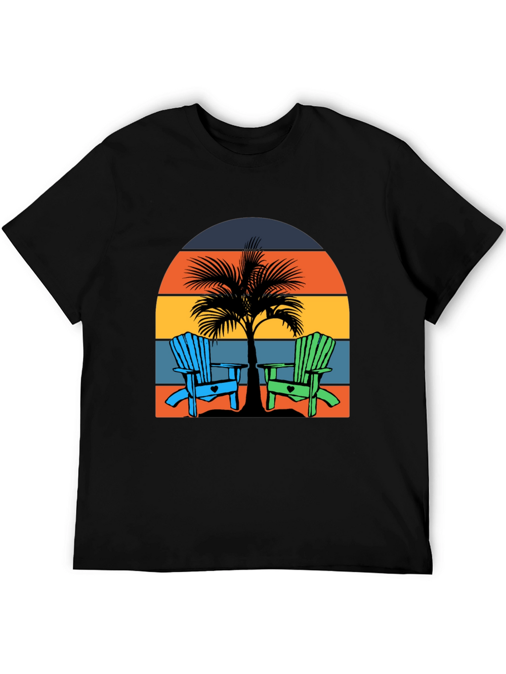 Beach Chair Palm Tree Graphic Tee - Coastal Vibes!