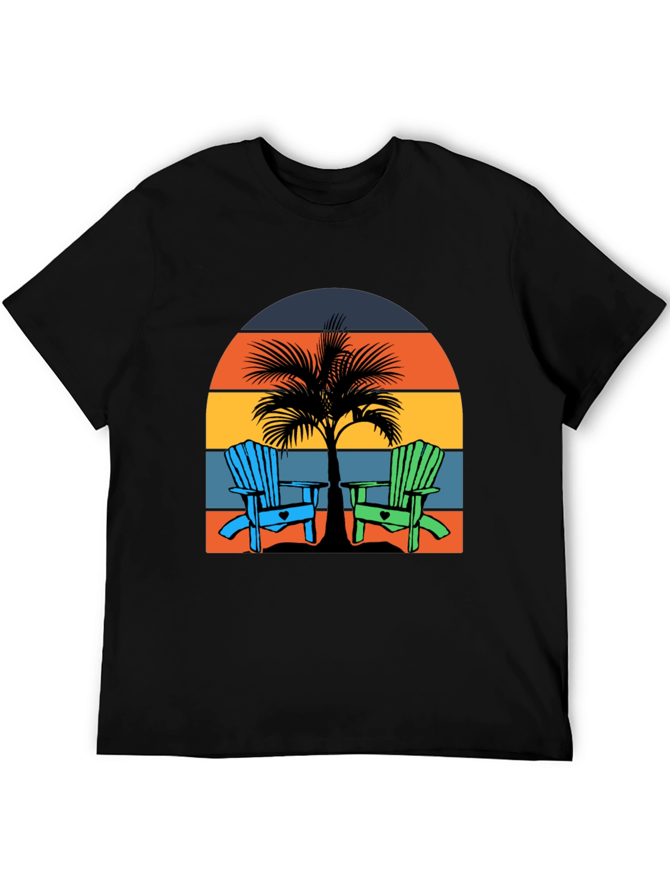 Beach Chair Palm Tree Graphic Tee - Coastal Vibes!