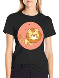 Cute Cartoon Lion Black T-Shirt