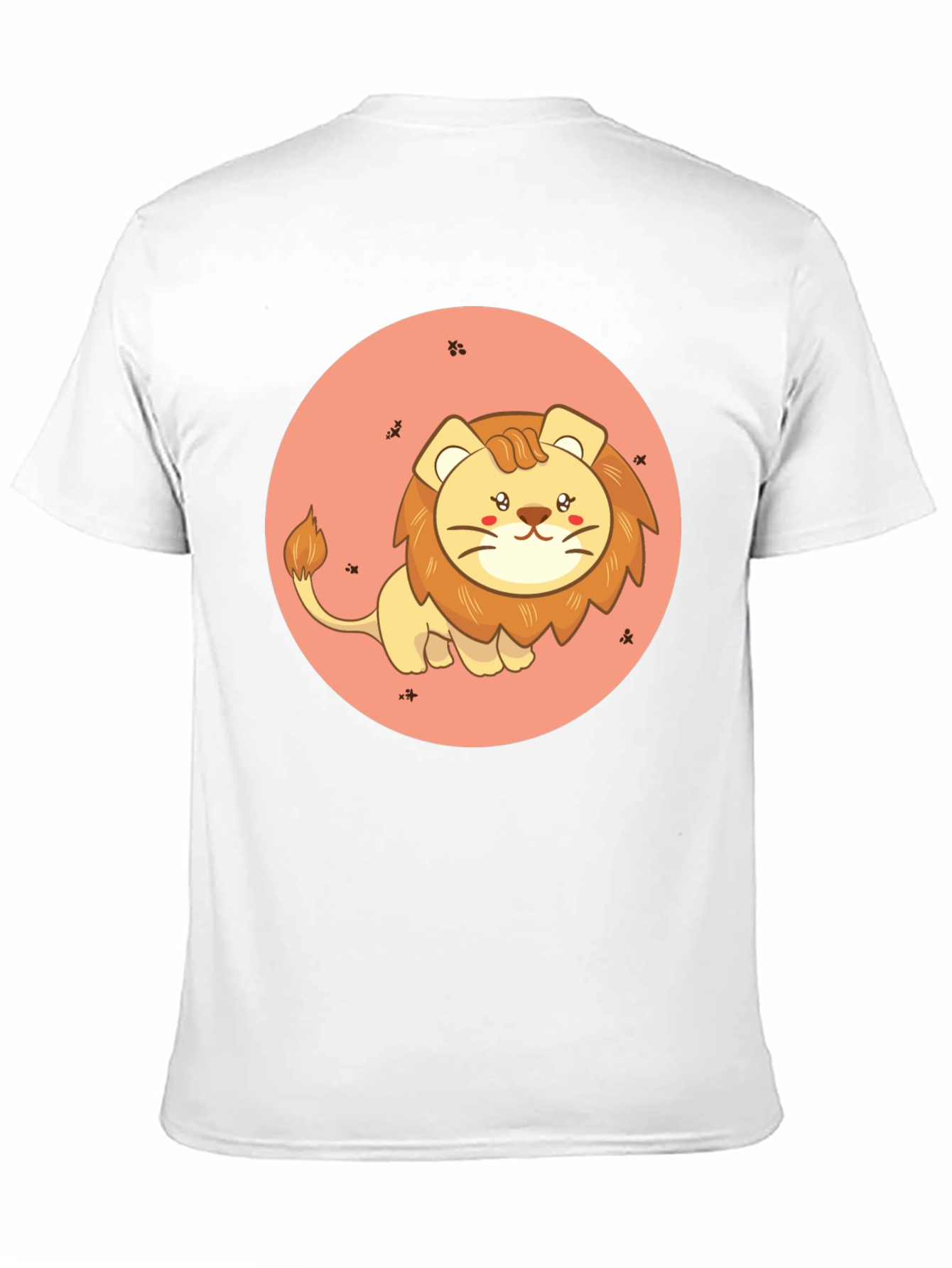 Cute Cartoon Lion Black T-Shirt