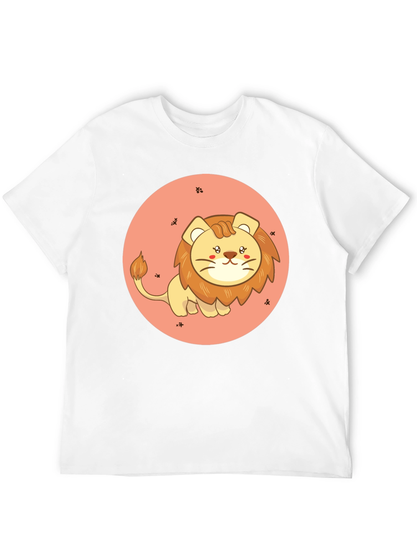 Cute Cartoon Lion Black T-Shirt