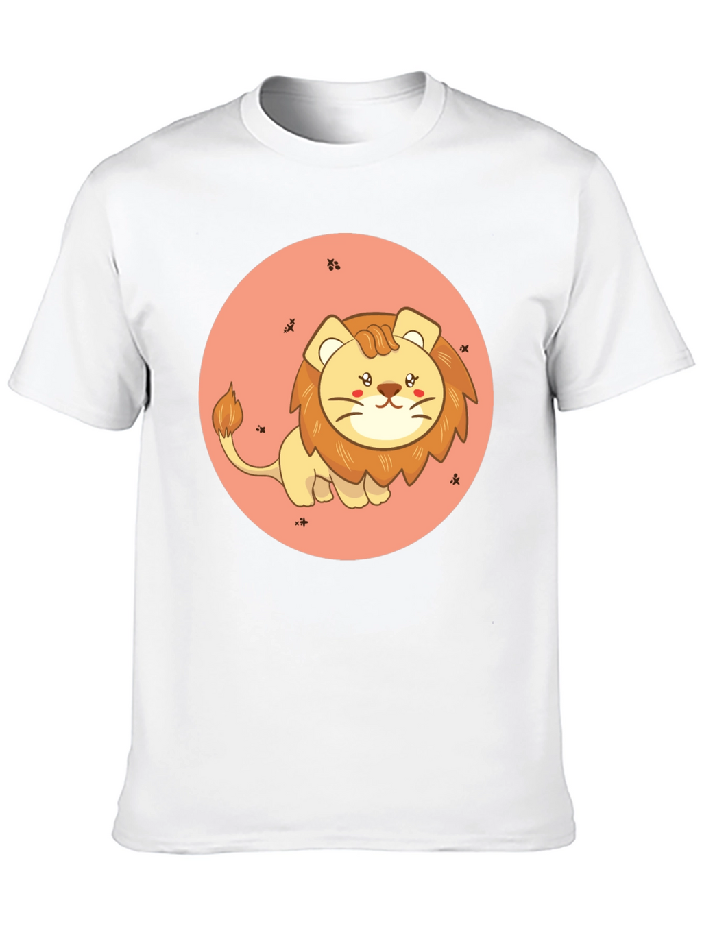 Cute Cartoon Lion Black T-Shirt