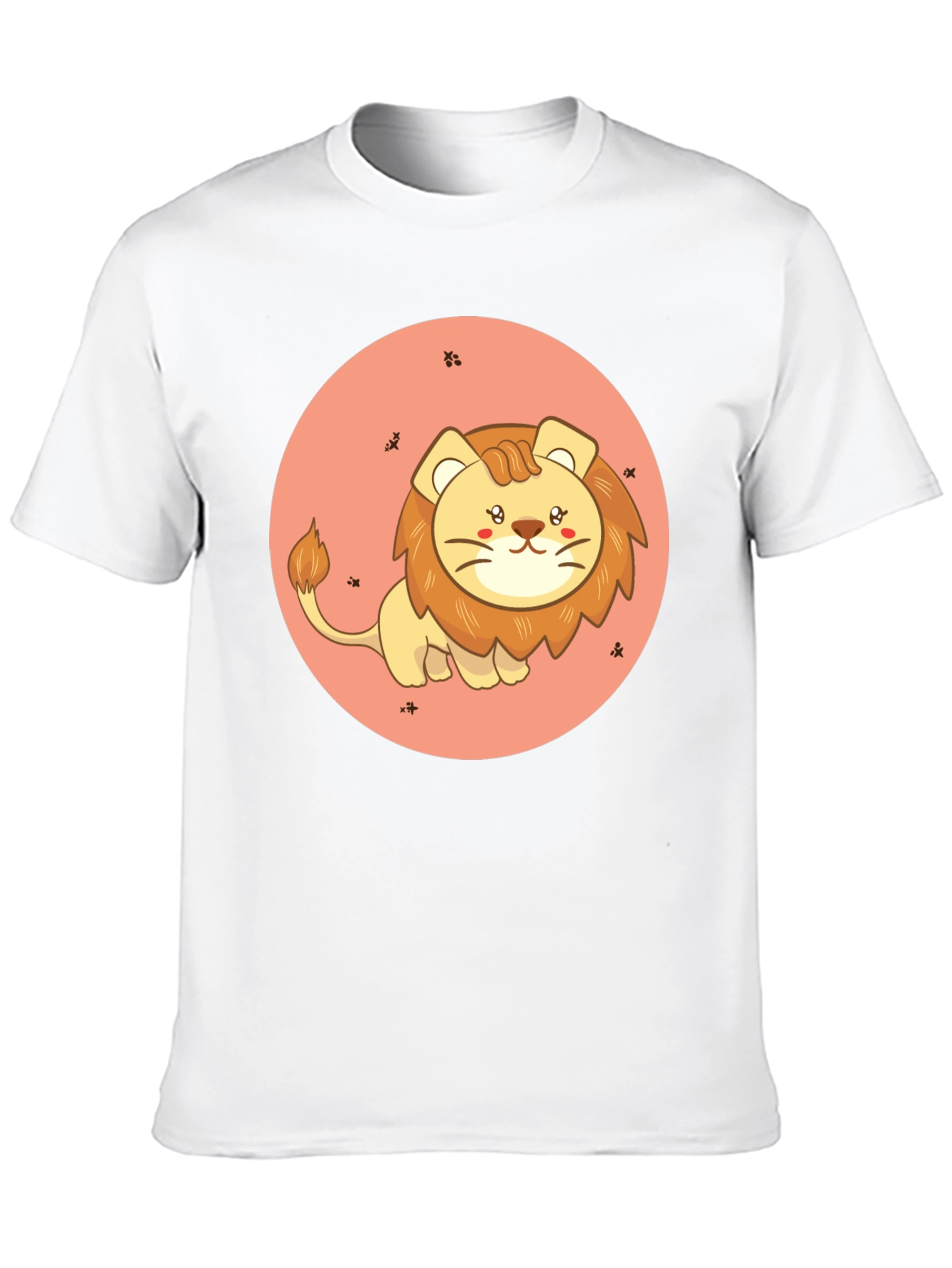 Cute Cartoon Lion Black T-Shirt