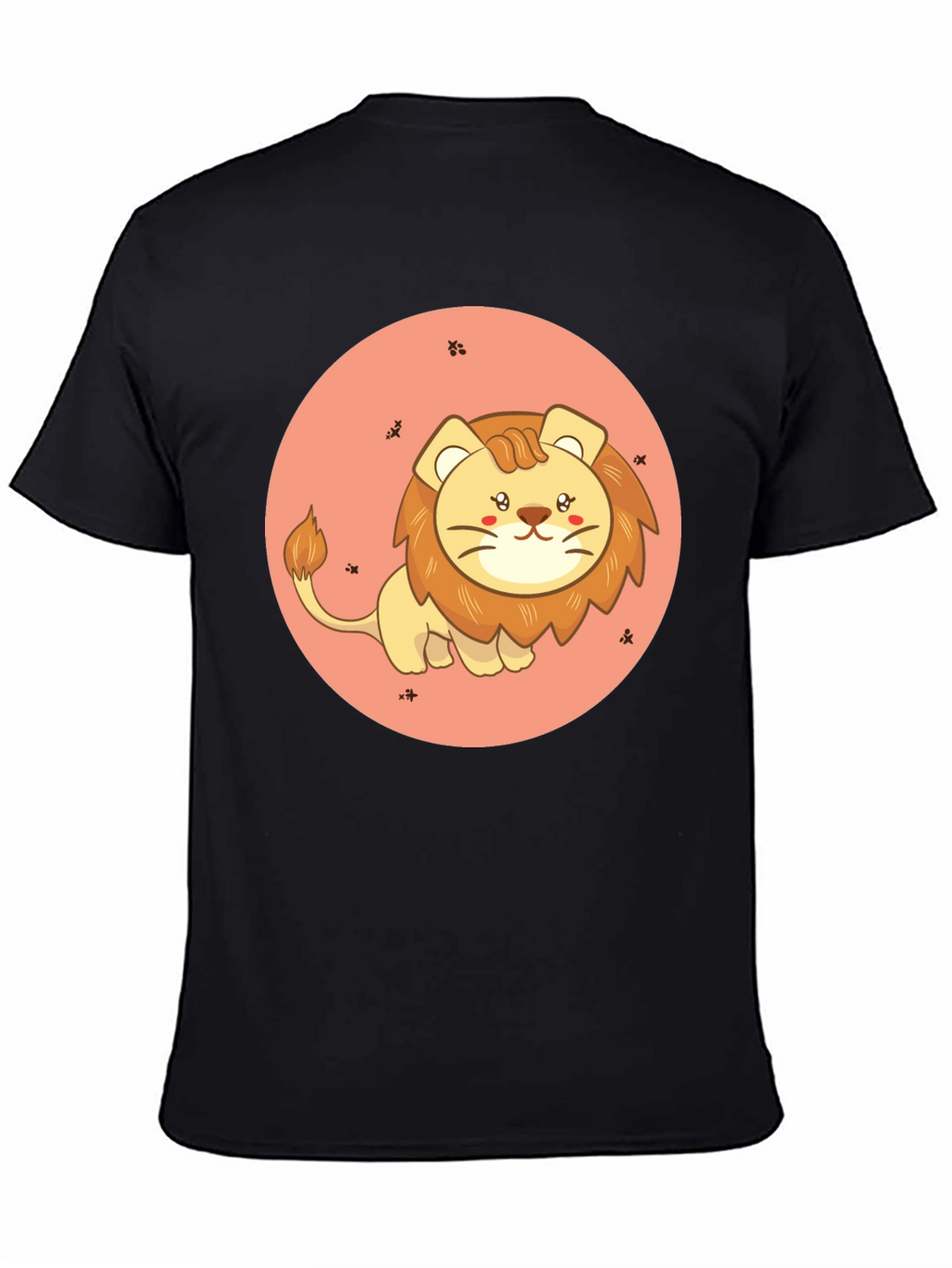 Cute Cartoon Lion Black T-Shirt