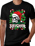 Sleigher Skull Santa Holiday T-Shirt