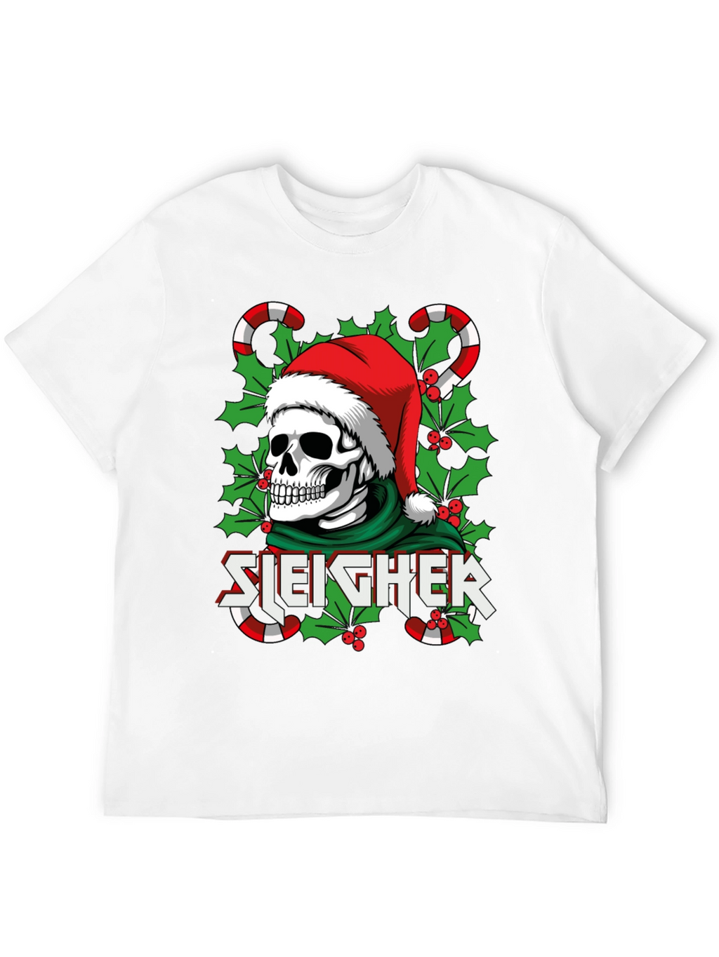 Sleigher Skull Santa Holiday T-Shirt
