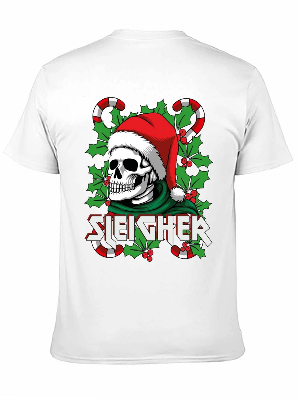 Sleigher Skull Santa Holiday T-Shirt
