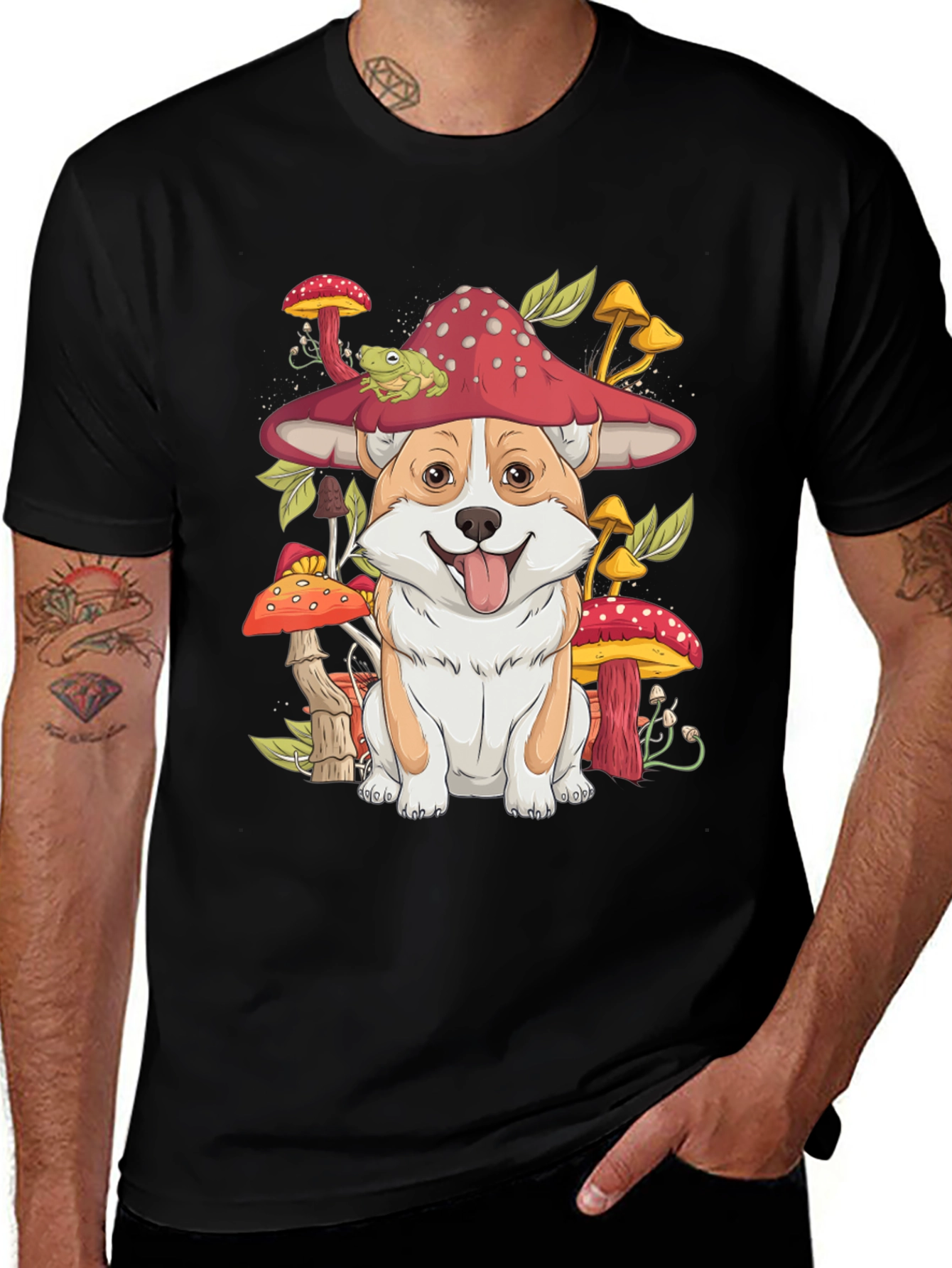 Corgi Mushroom T-Shirt – Cute Whimsical Dog Graphic Tee