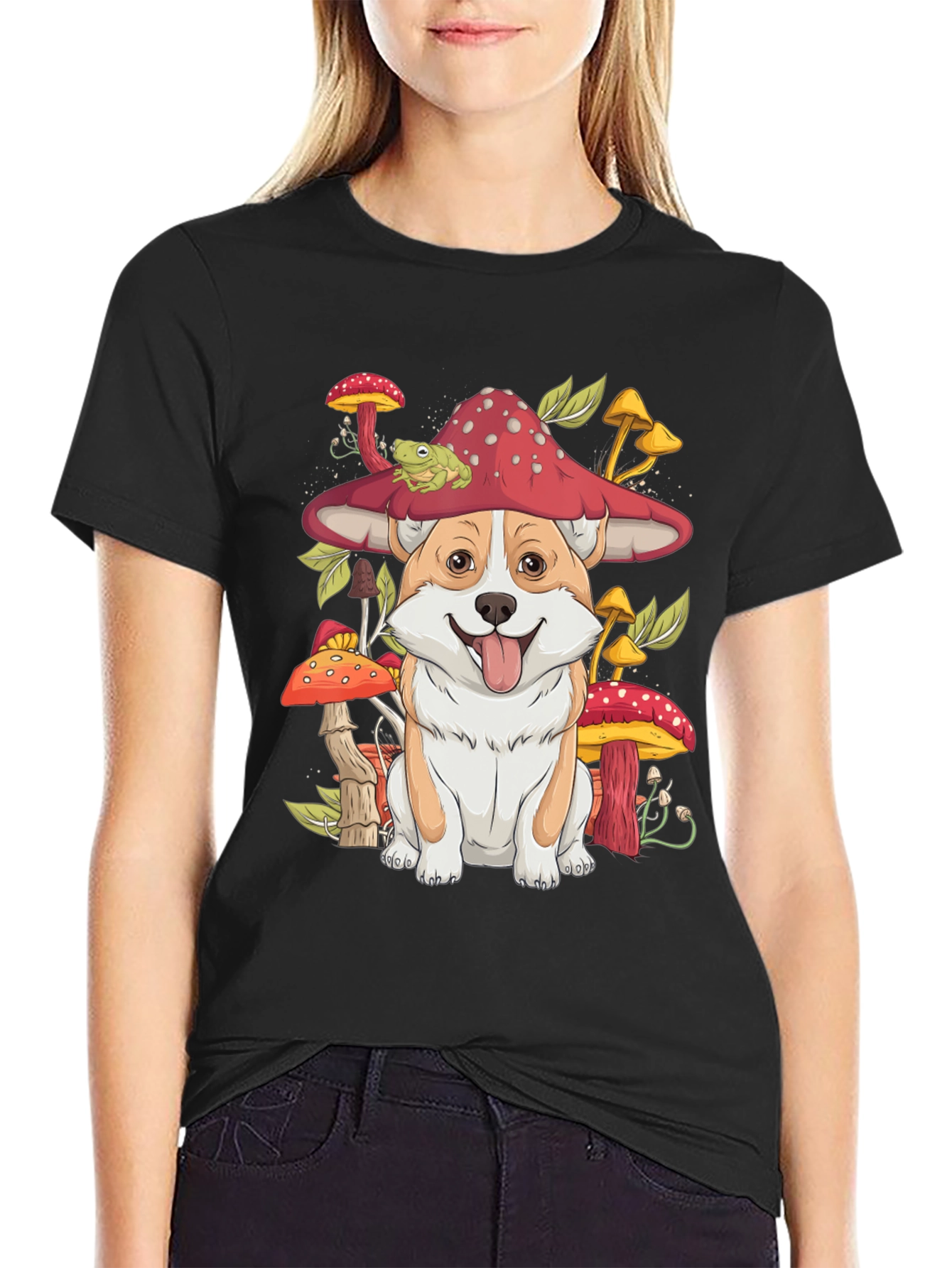 Corgi Mushroom T-Shirt – Cute Whimsical Dog Graphic Tee