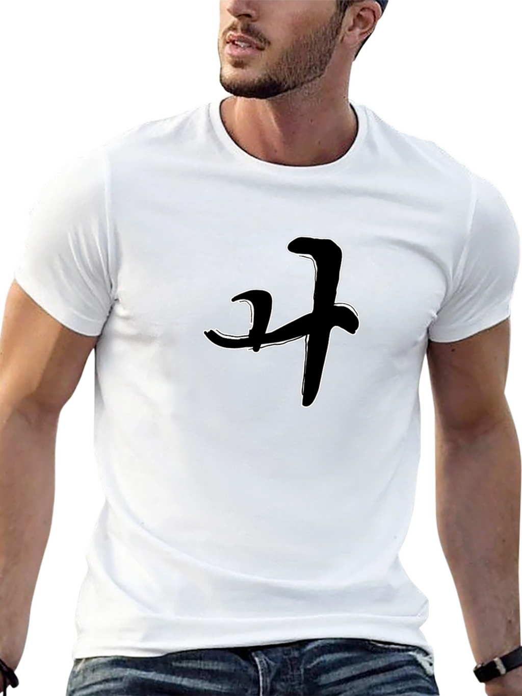 Stylish Black T-Shirt with Brushstroke Design