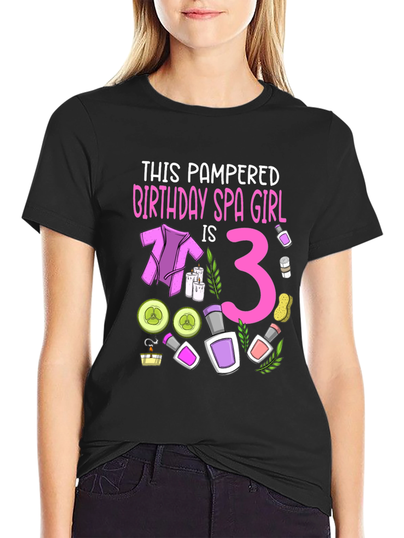 Pampered Birthday Spa Girl T-Shirt - 3rd Birthday Spa Party Tee