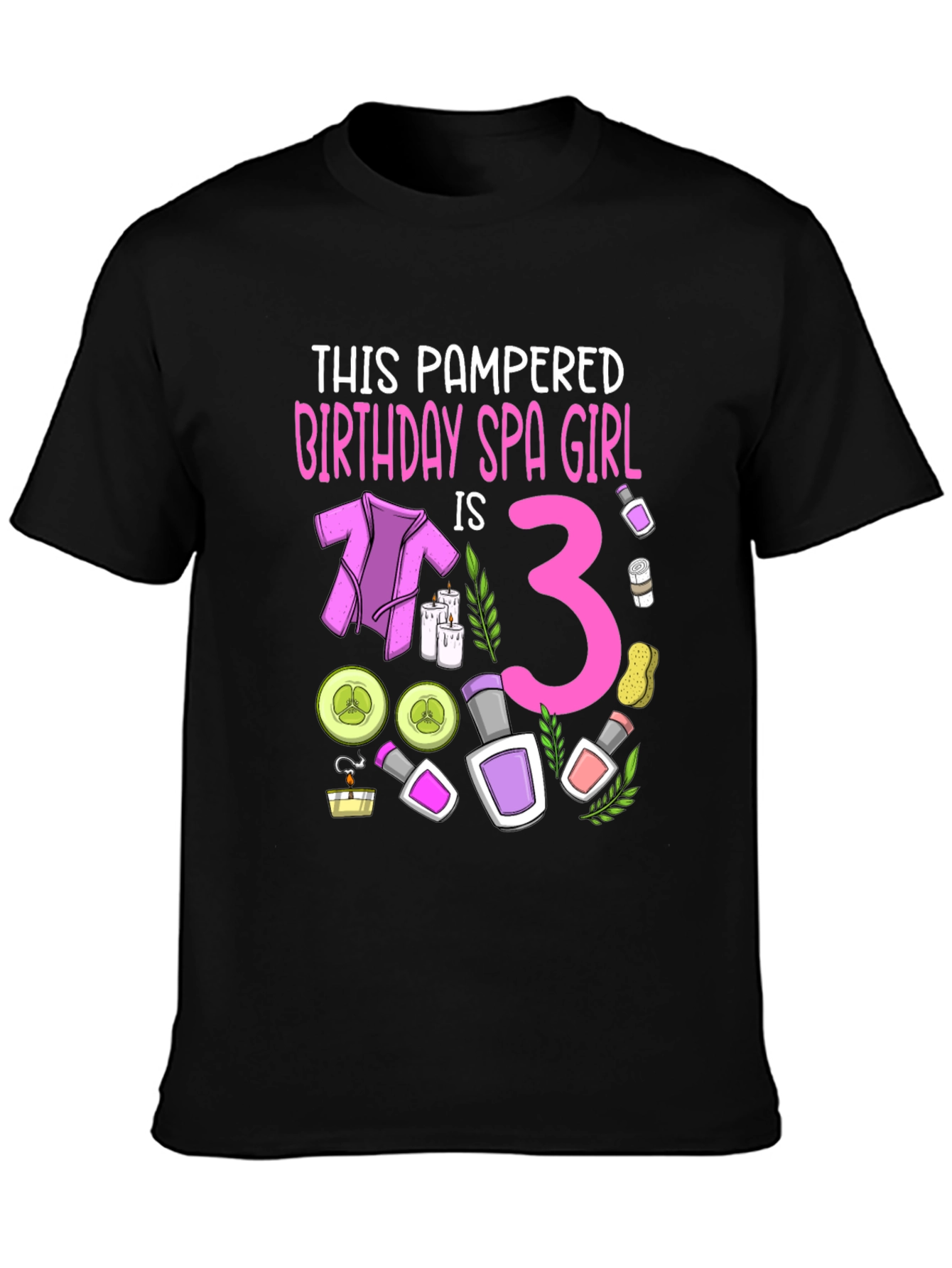 Pampered Birthday Spa Girl T-Shirt - 3rd Birthday Spa Party Tee