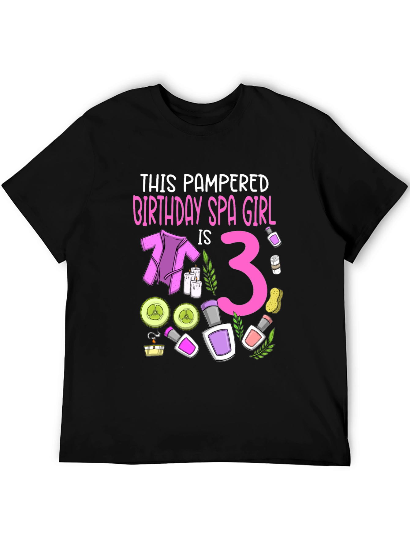 Pampered Birthday Spa Girl T-Shirt - 3rd Birthday Spa Party Tee