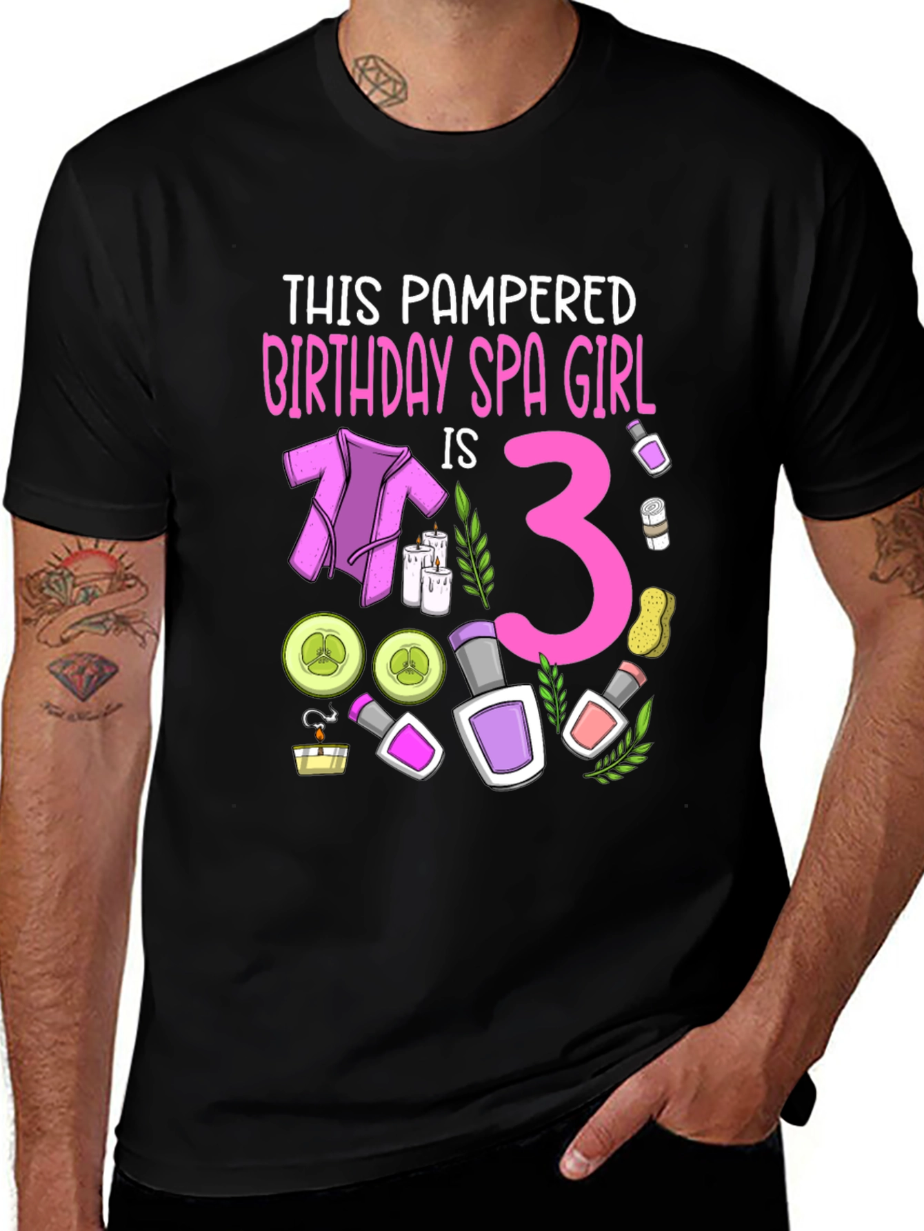 Pampered Birthday Spa Girl T-Shirt - 3rd Birthday Spa Party Tee