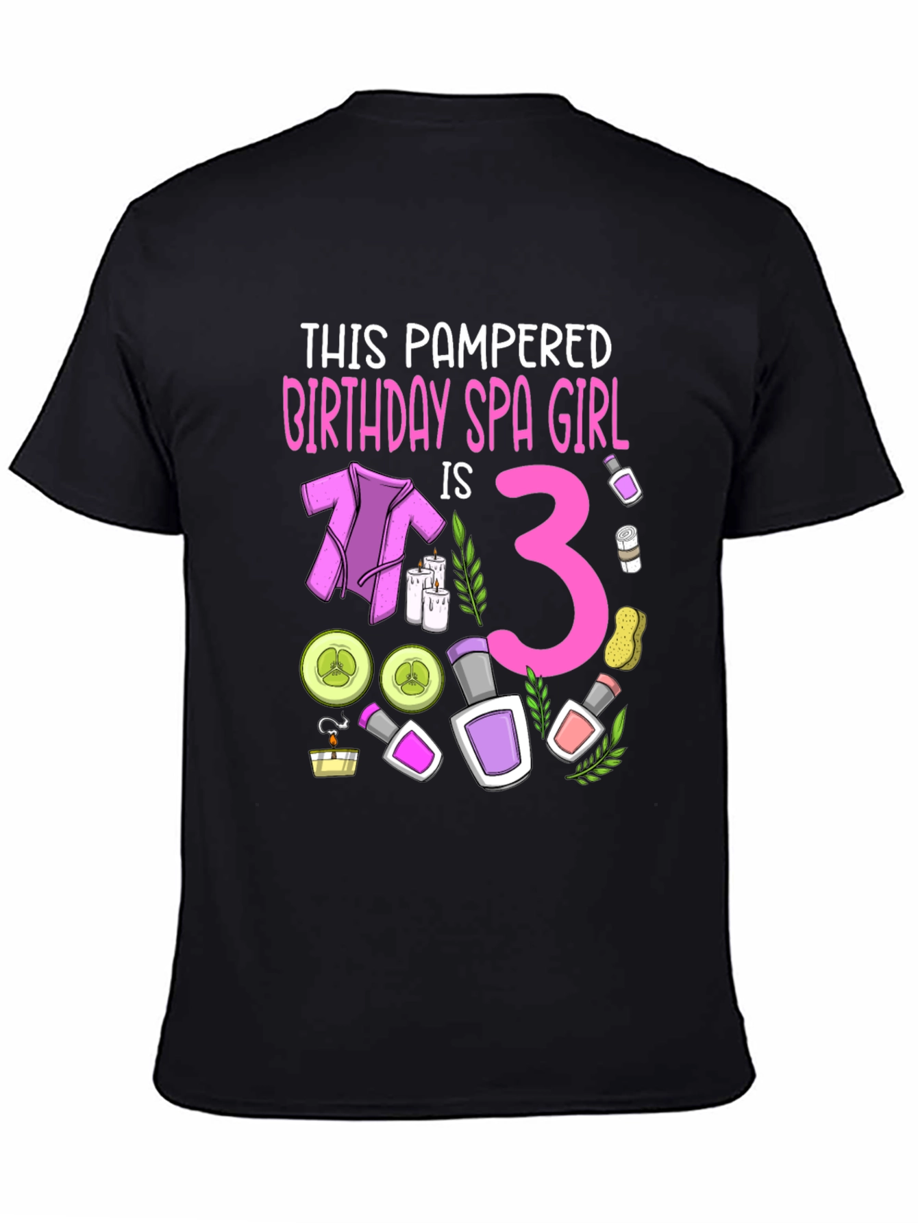 Pampered Birthday Spa Girl T-Shirt - 3rd Birthday Spa Party Tee