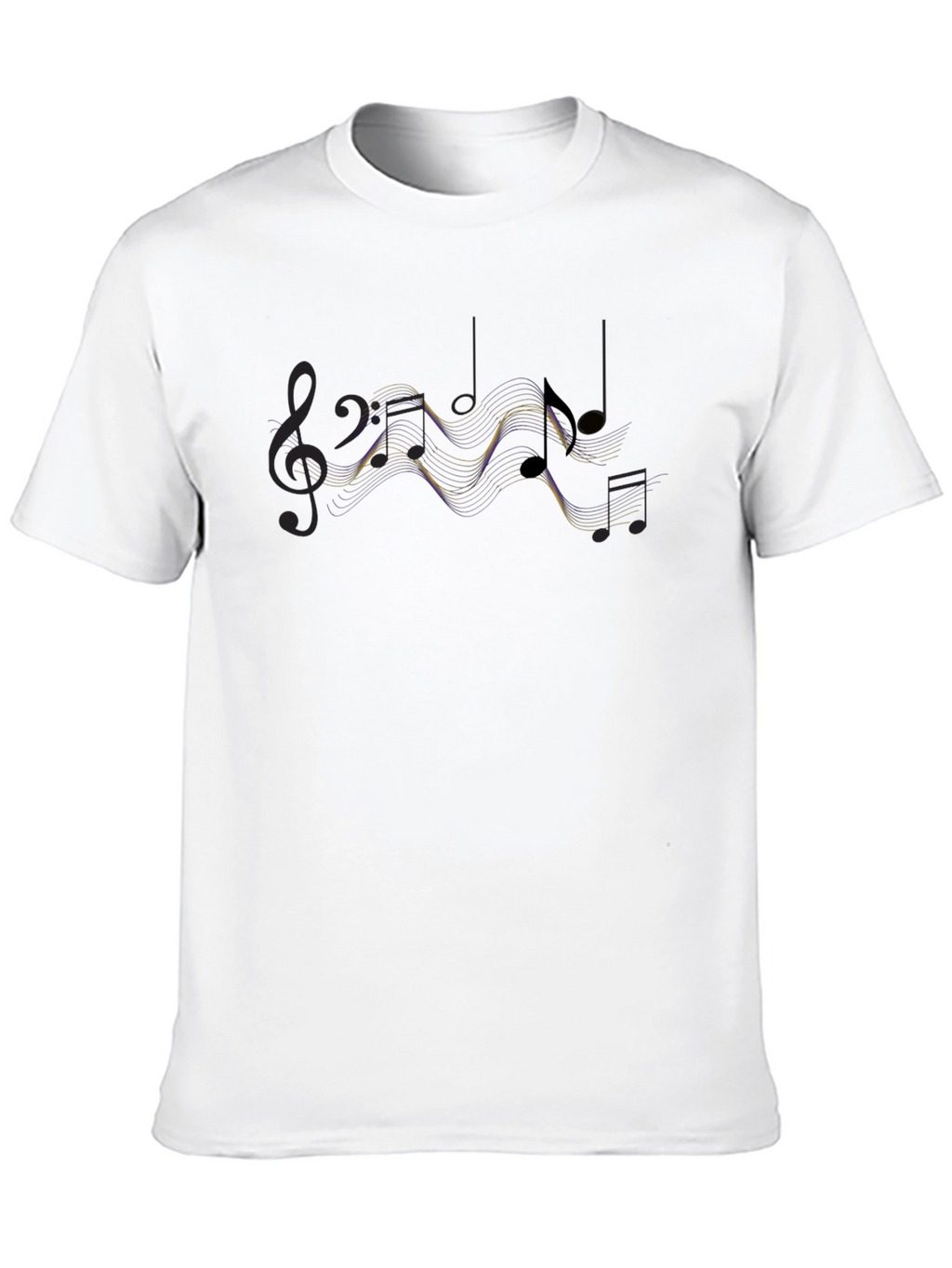 Musical Notes Graphic Print Black T-Shirt