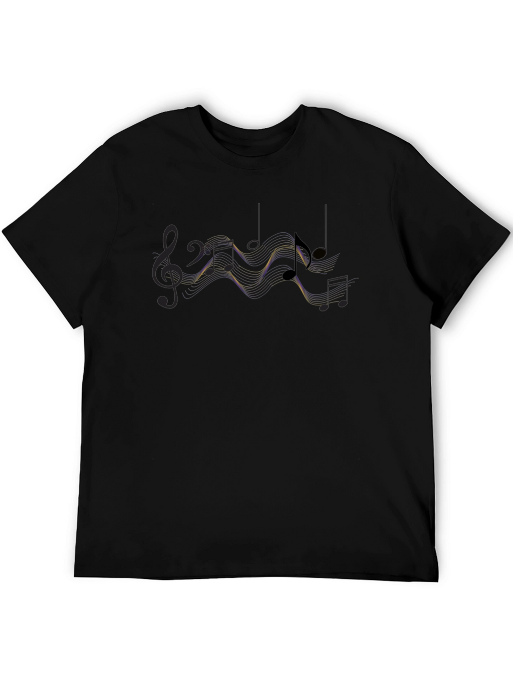 Musical Notes Graphic Print Black T-Shirt