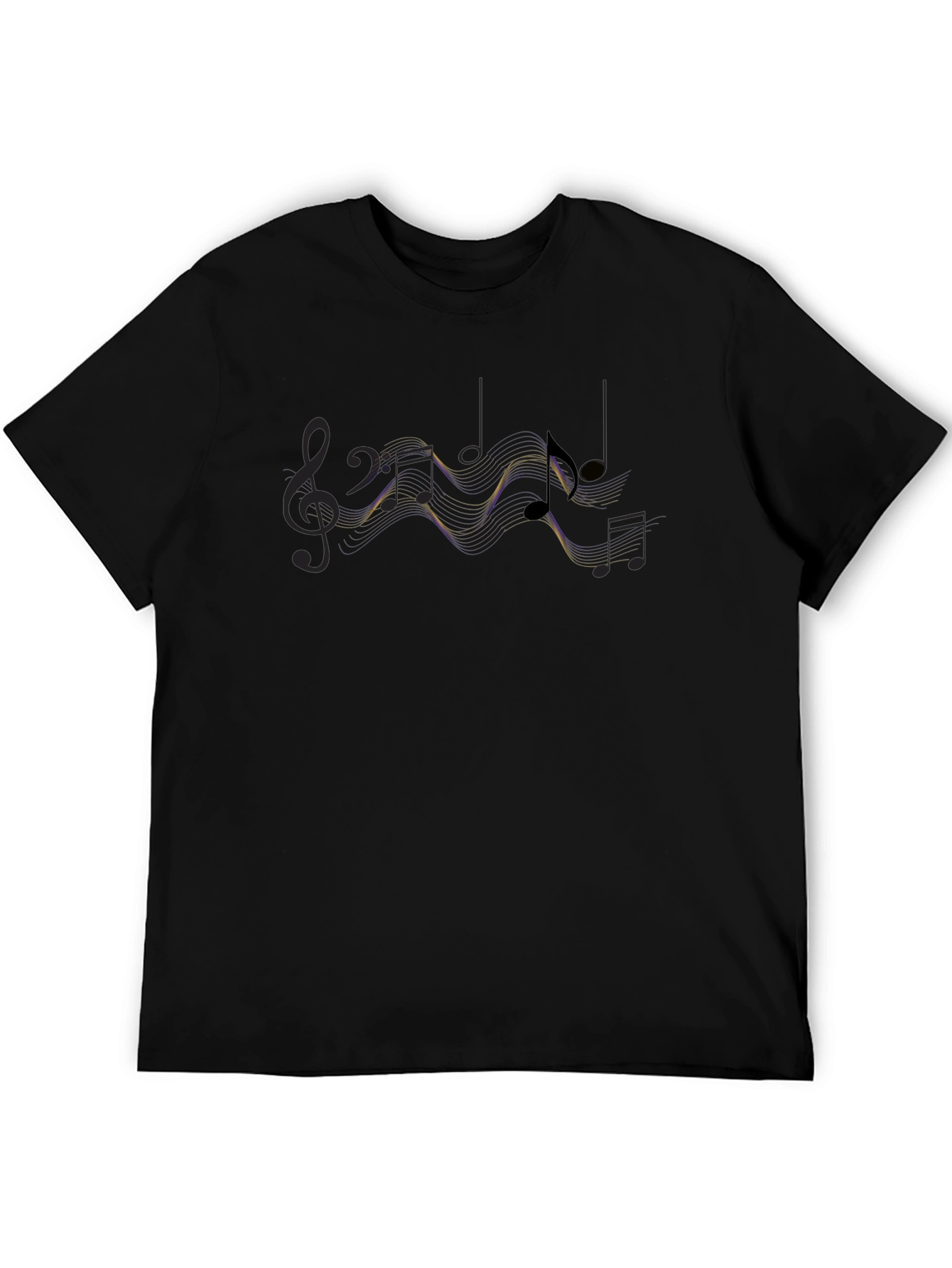 Musical Notes Graphic Print Black T-Shirt