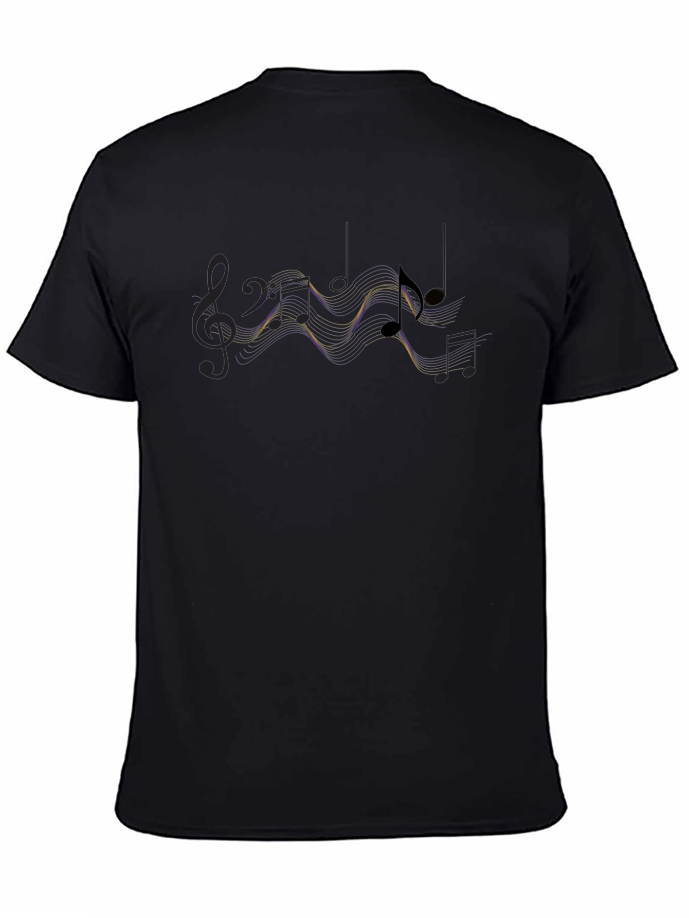 Musical Notes Graphic Print Black T-Shirt