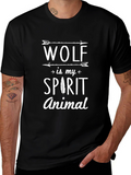 Wolf Spirit Animal Graphic T-Shirt - Black