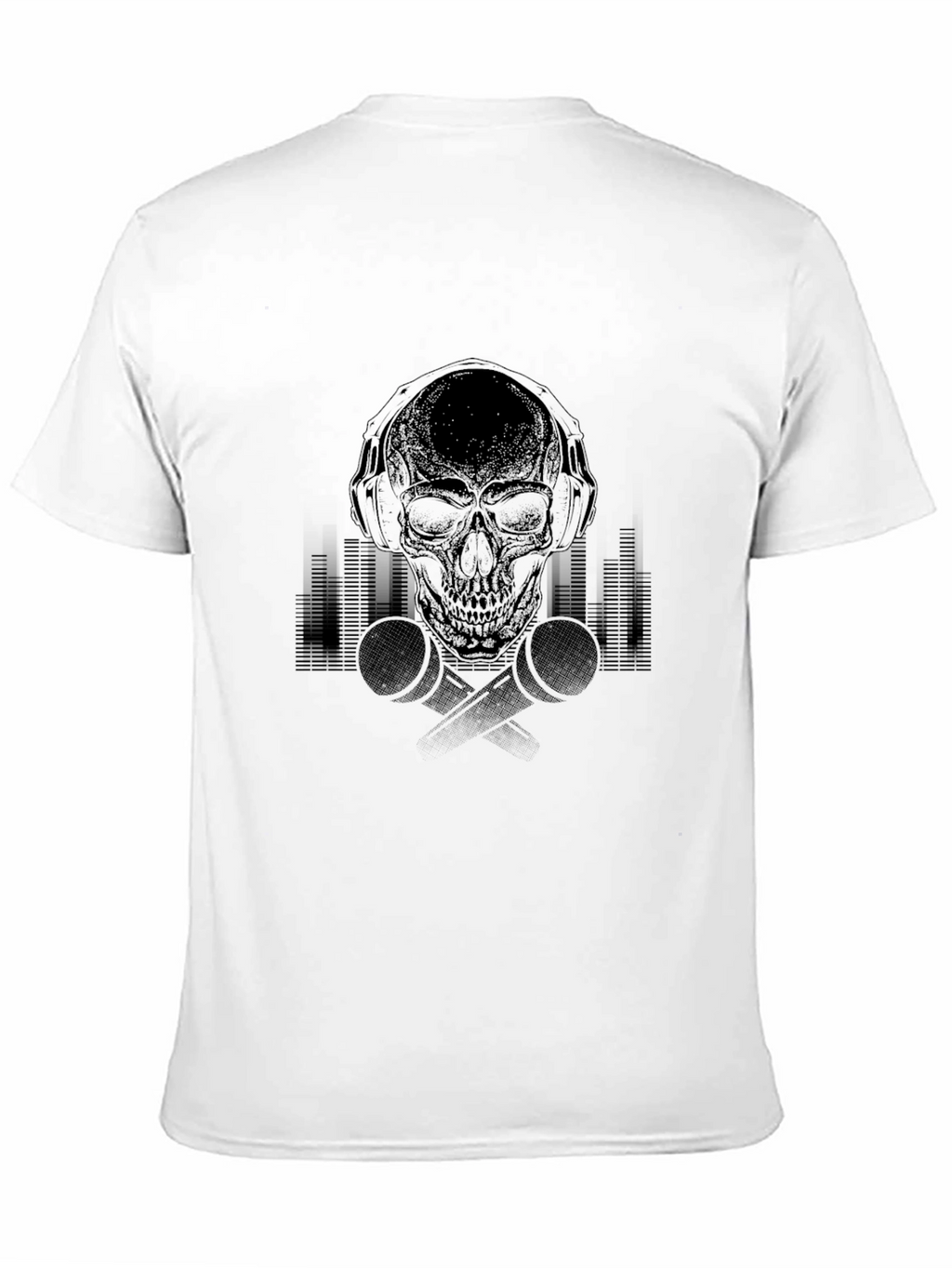 Skull with Headphones Graphic Tee - Black