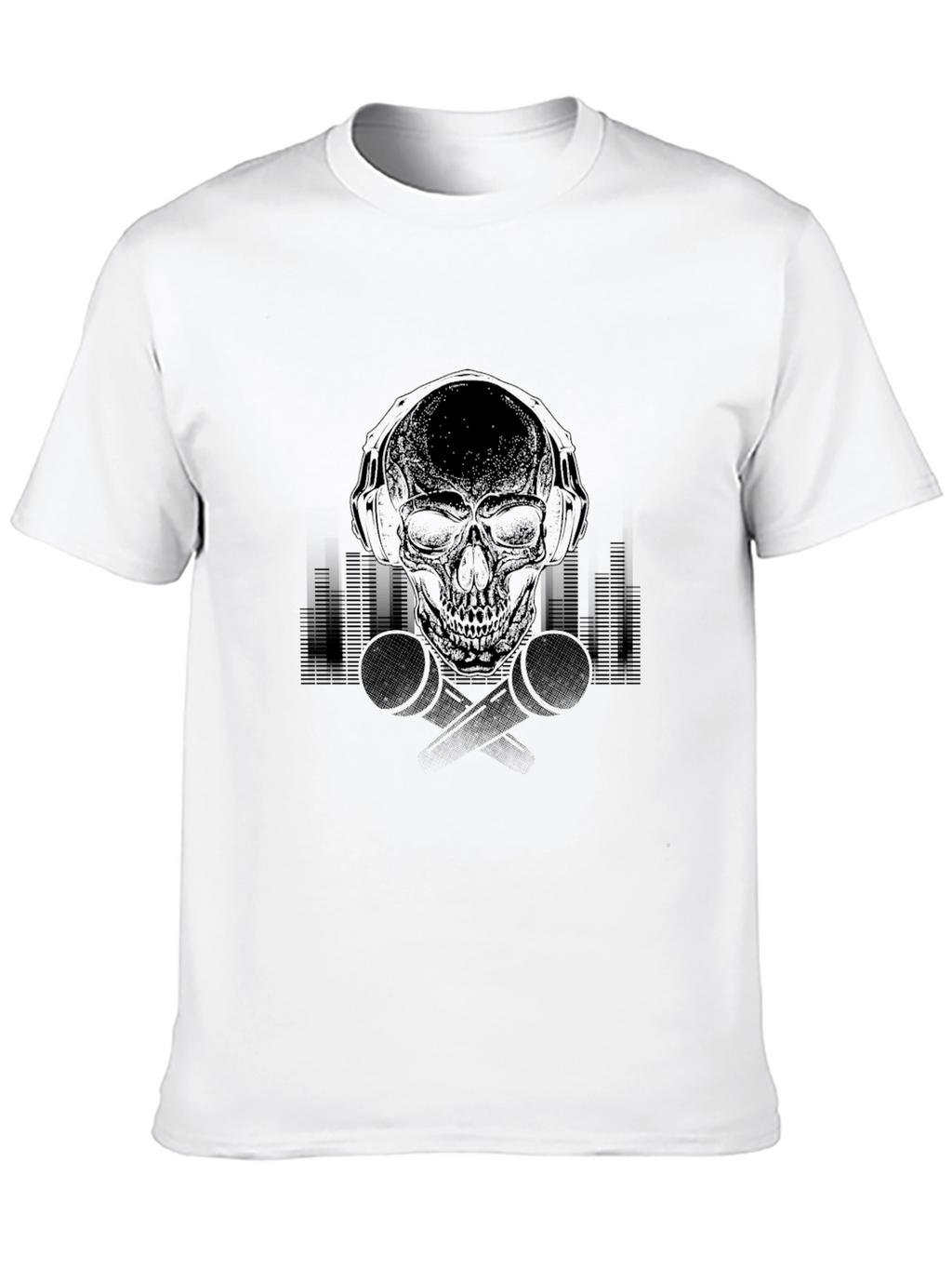 Skull with Headphones Graphic Tee - Black