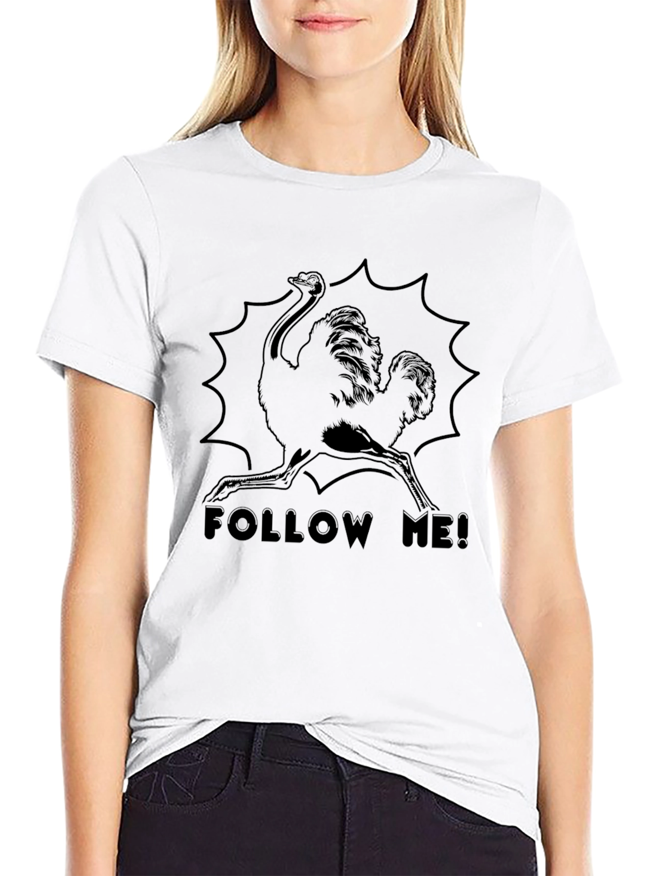 Ostrich Follow Me Black T-Shirt
