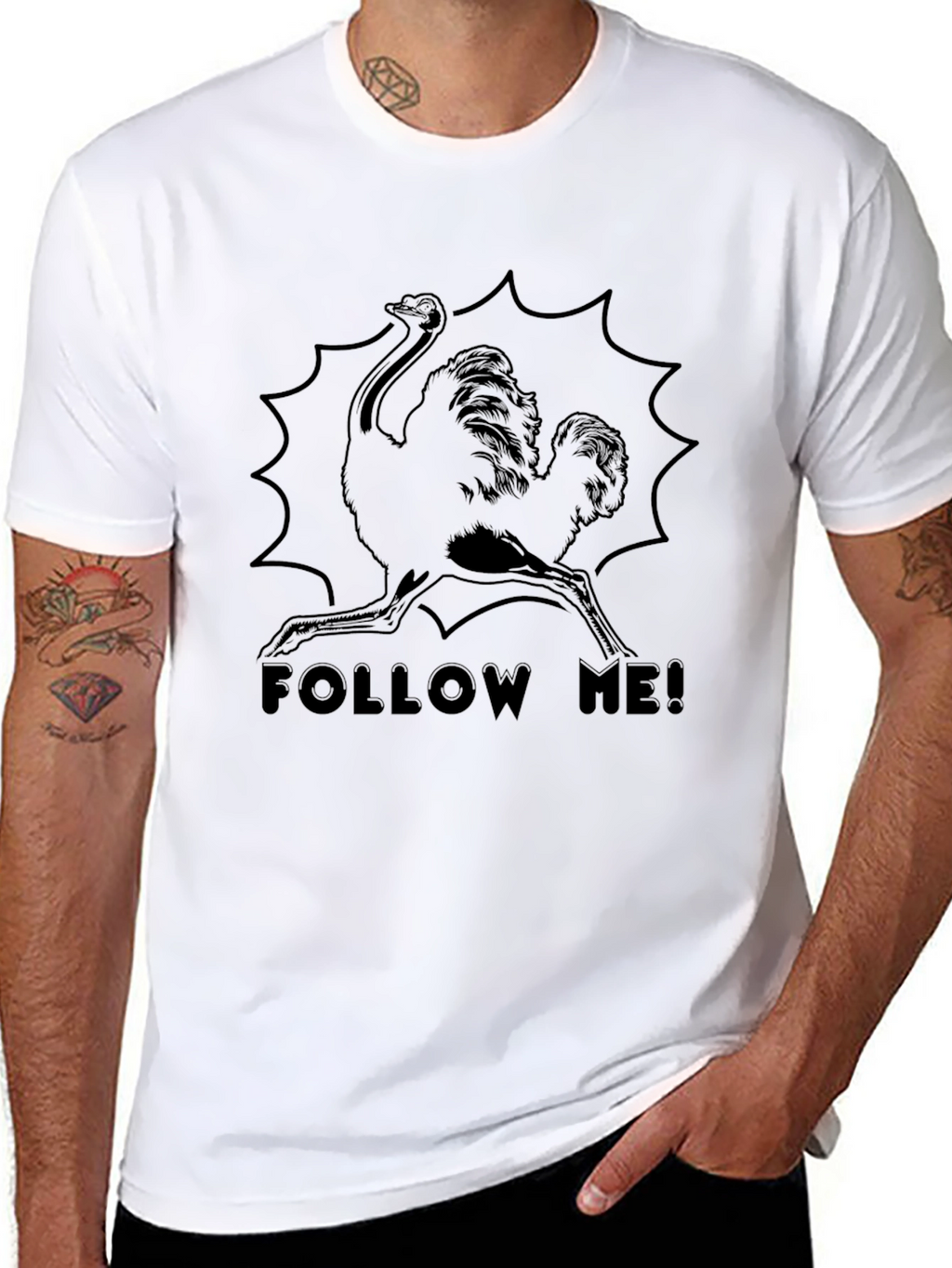 Ostrich Follow Me Black T-Shirt