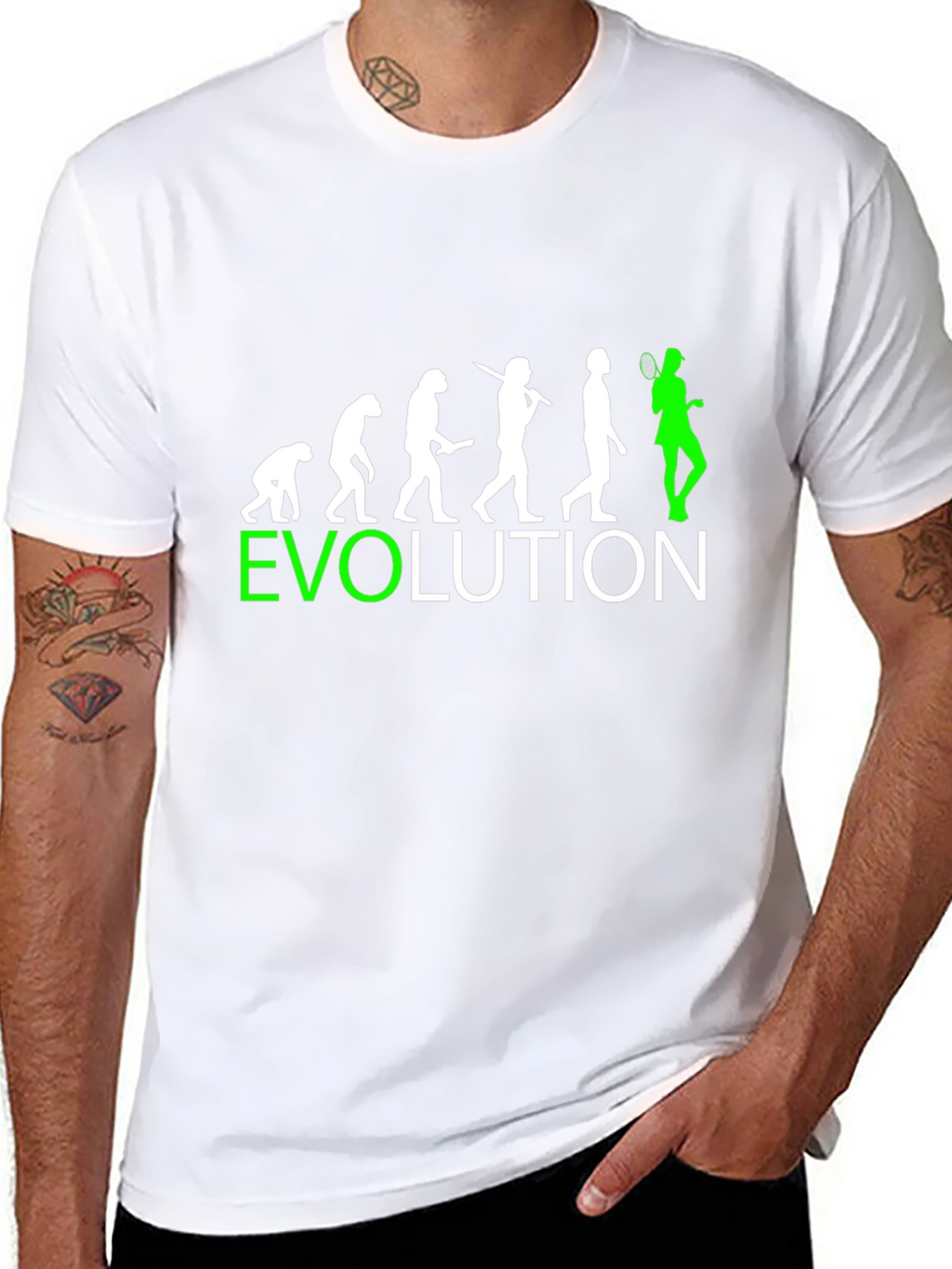 Evolution Tennis Graphic Tee - Black Cotton T-Shirt